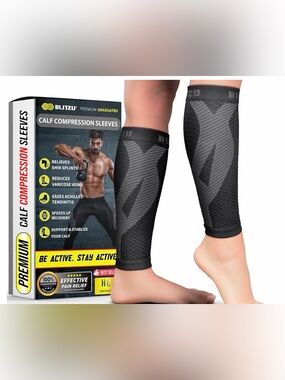 Blitzu Calf Compression Sleeves - Men & Women - Black
